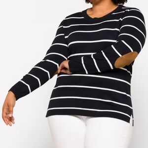 Market & Spruce Black and White Striped Sweater